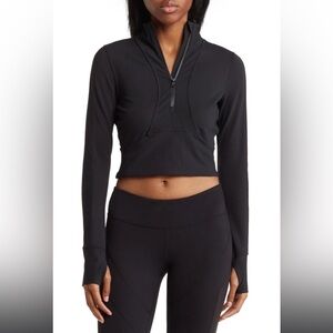90 Degree by Reflex Black Scuba Cropped Long Sleeve Top – Size L (fits like M)